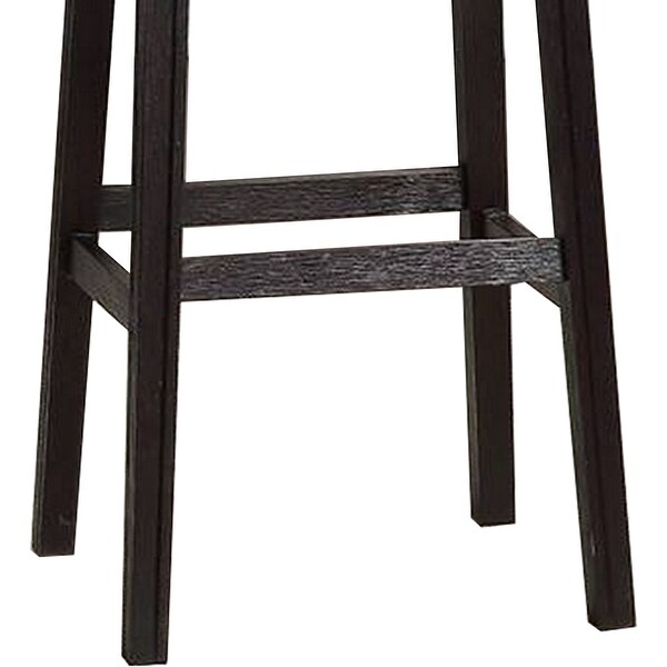 29 Inch Wooden Bar Stool with Upholstered Cushion Seat Set of 2， Black and Red - 29 H x 13.8 W x 18 L