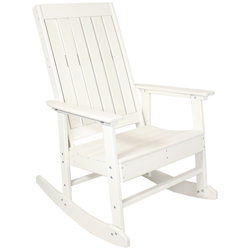 Sunnydaze Rustic Comfort All-Weather HDPE Outdoor Rocking Chair - White