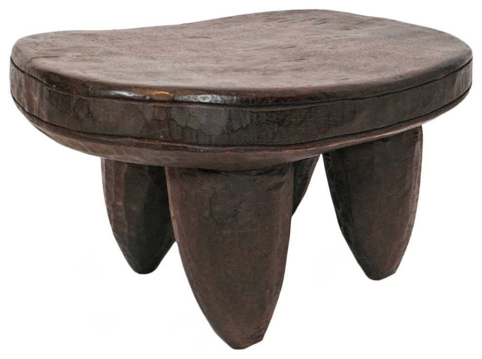 Consigned Vintage Oval Guinea Wood Stool 1   Rustic   Accent And Garden Stools   by Design Mix Furniture  Houzz