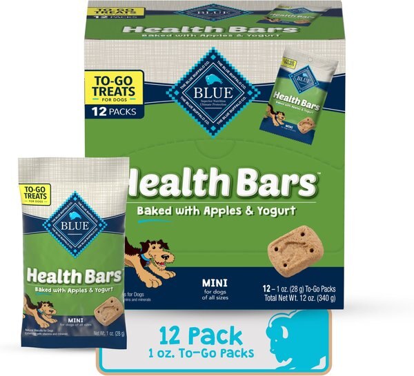 Blue Buffalo To-Go Health Bars Apple and Yogurt Mini Dog Treats， 12 count