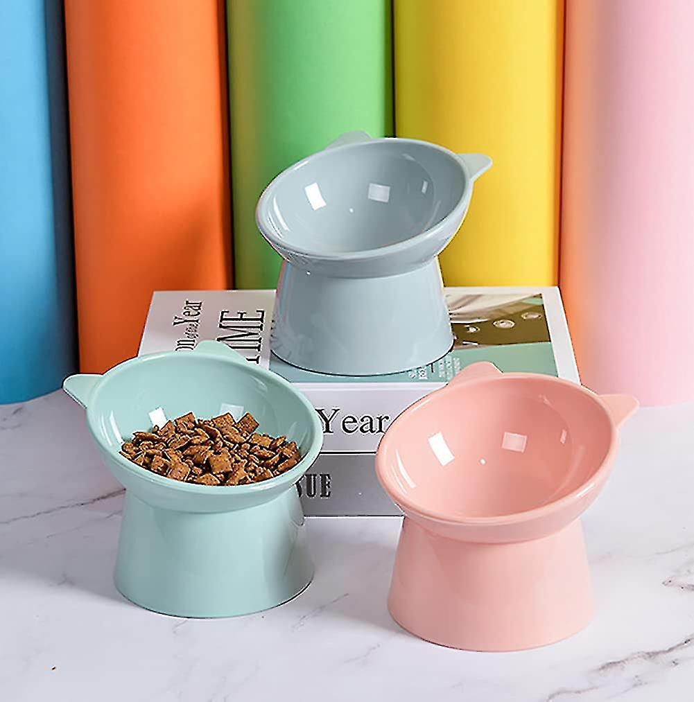 Cat Bowl Dog Bowl Raised Cat Bowl， Anti Vomiting Cat Bowl， Non-slip Food And Water Bowl， For Flat Face Cat Small Dog (blue)