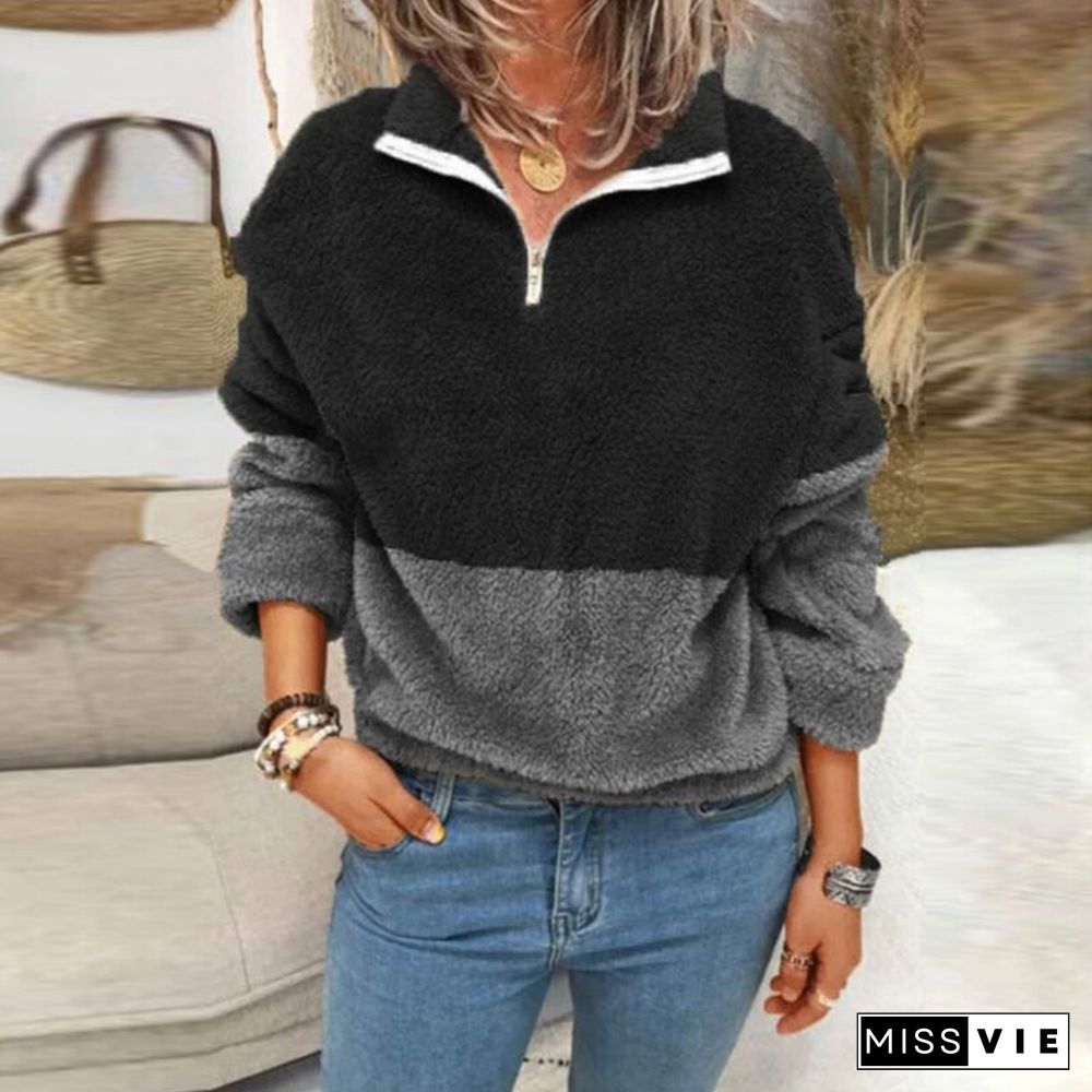 Women O Neck Simple All-match Sweatshirts Autumn Solid Casual Loose Pullover Tops Elegant Office Zipper Long Sleeve Jumper Blusa