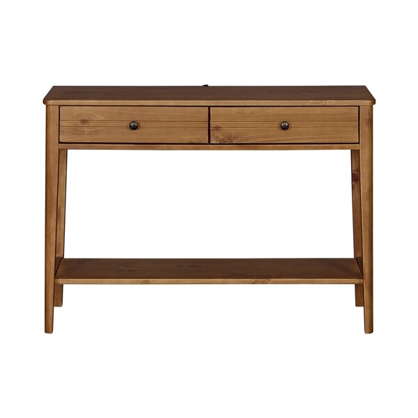 BIKAHOM Mid-Century Solid Wood 2-Tier Console Table with Drawers and Shelf/Console Sofa Table/Hallway/Entryway Table