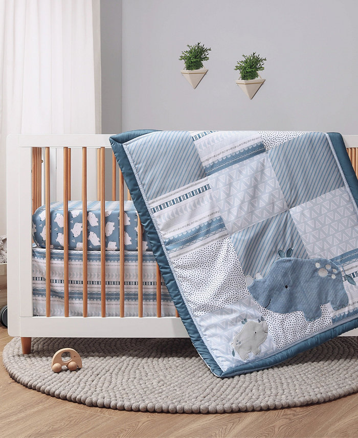 The Peanutshell Rhino Crib Bedding Set  3 Piece