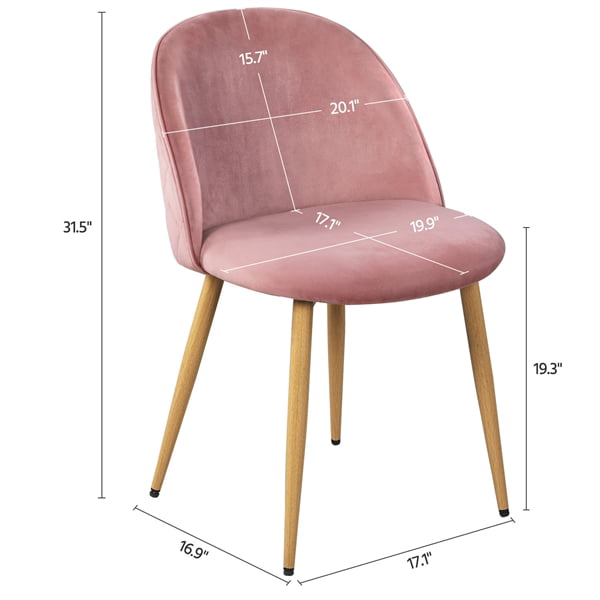 SMILE MART 2pcs Mid Century Upholstered Velvet Dining Chairs， Pink