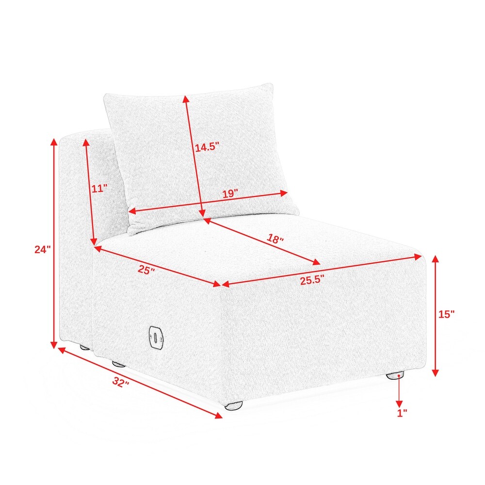 U Shape Sectional Sofa including Two Single Seat  Two Chaises and Two Ottomans  Modular Sofa