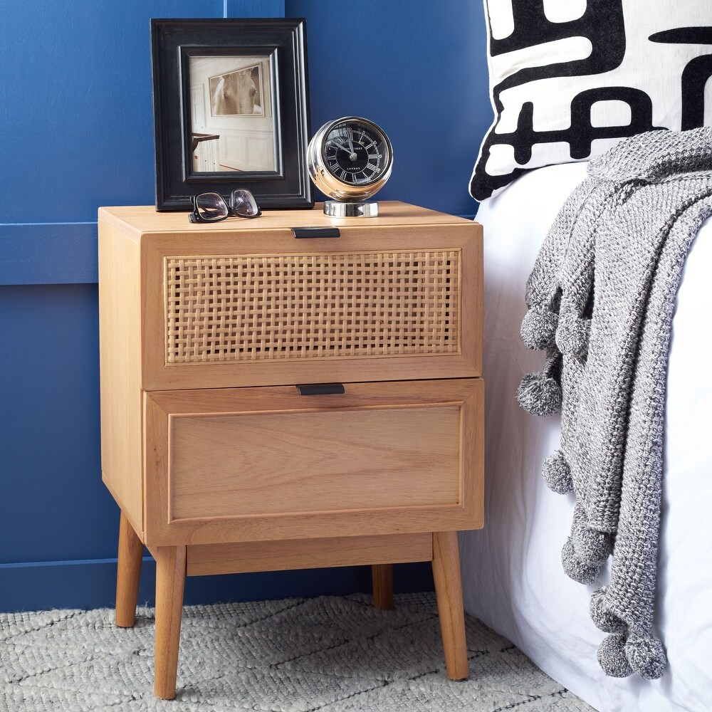 SAFAVIEH Baisley 2 Drawer Rattan Nightstand