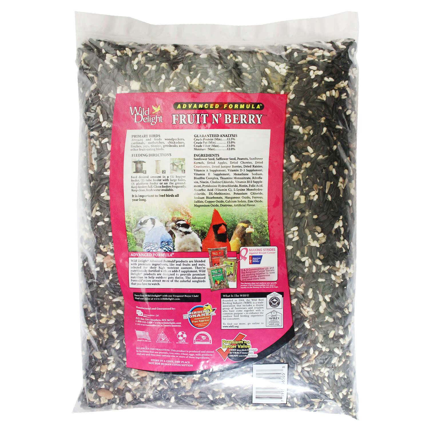 Wild Delight Fruit N Berry Assorted Species Sunflower Seeds Wild Bird Food 5 lb