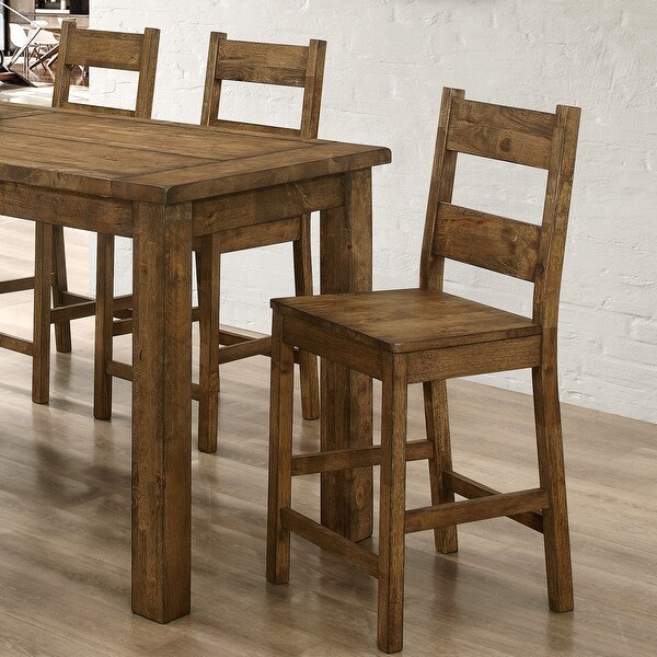 Rustic Mission Design Counter Height Ladder Back Dining Stools (Set of 2)