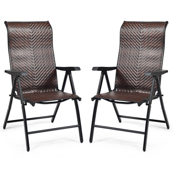 Patio Rattan Folding Reclining Chair Outdoor Portable Camping Chair