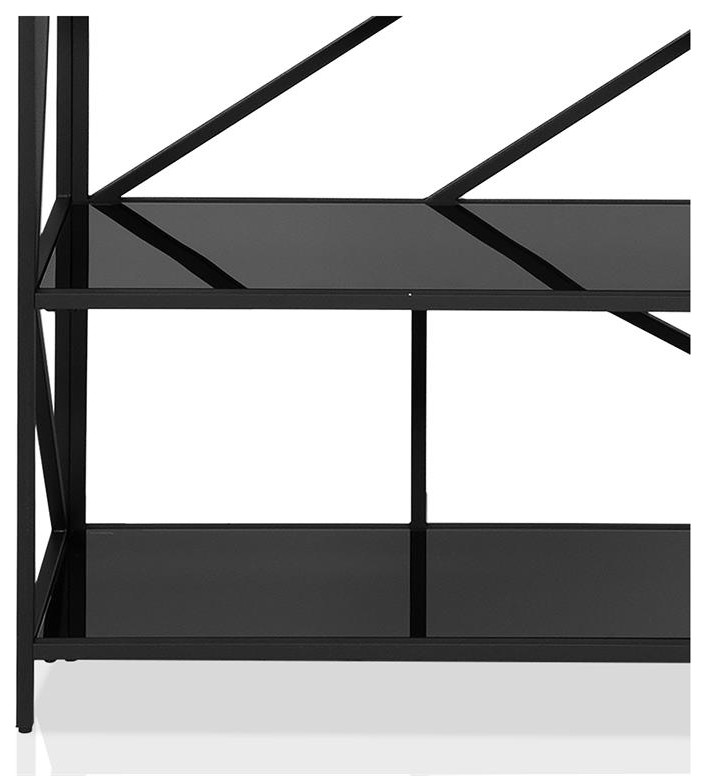 Furniture of America Qualt Industrial Metal 5 Shelf Bookcase in Black   Industrial   Bookcases   by Homesquare  Houzz