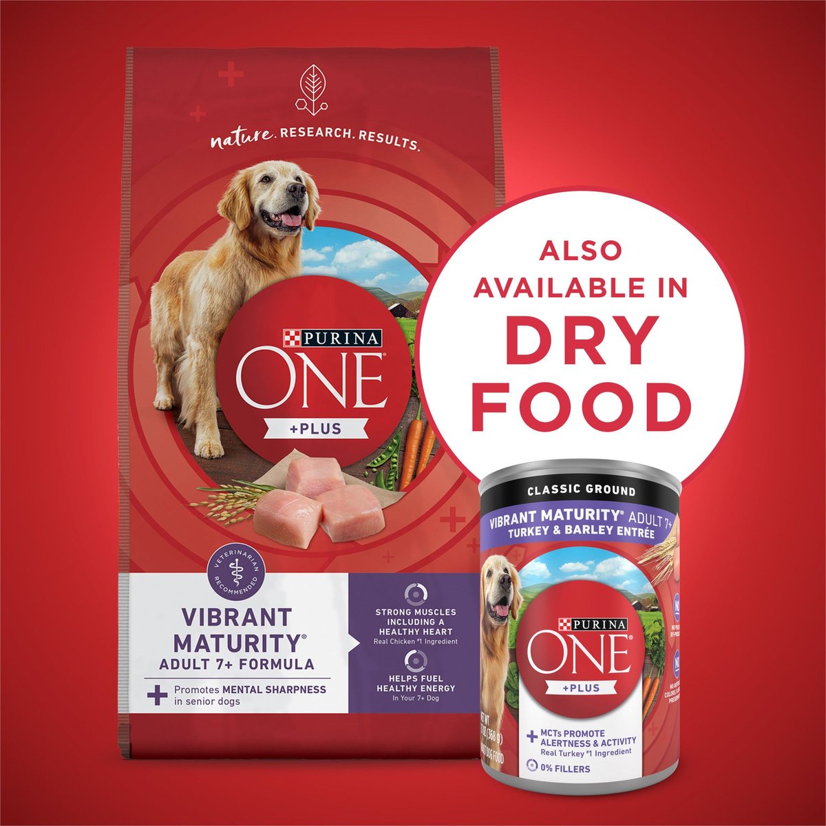 Purina ONE +Plus Adult Classic Ground Vibrant Maturity Adult 7+ Turkey and Barley Entree Canned Dog Food