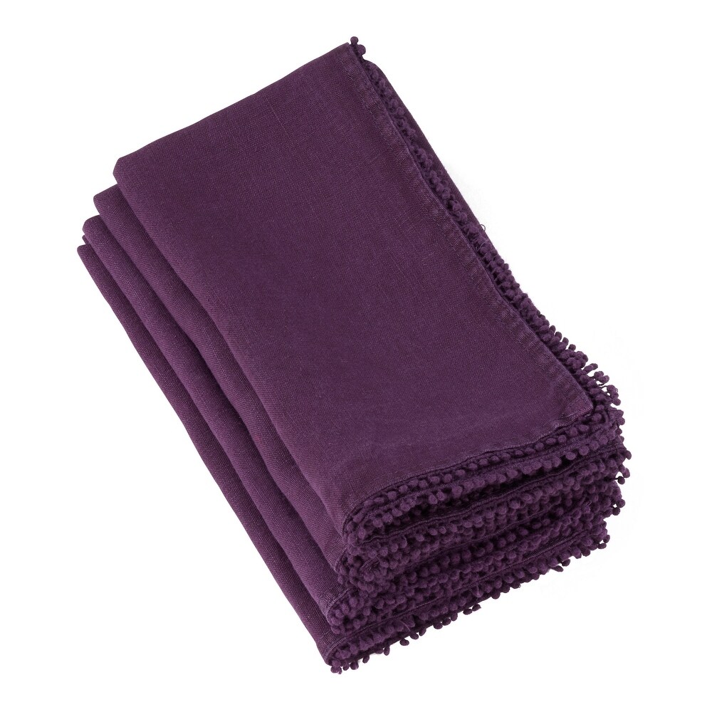 Table Napkins With Pom Pom Design (Set of 4)   20\