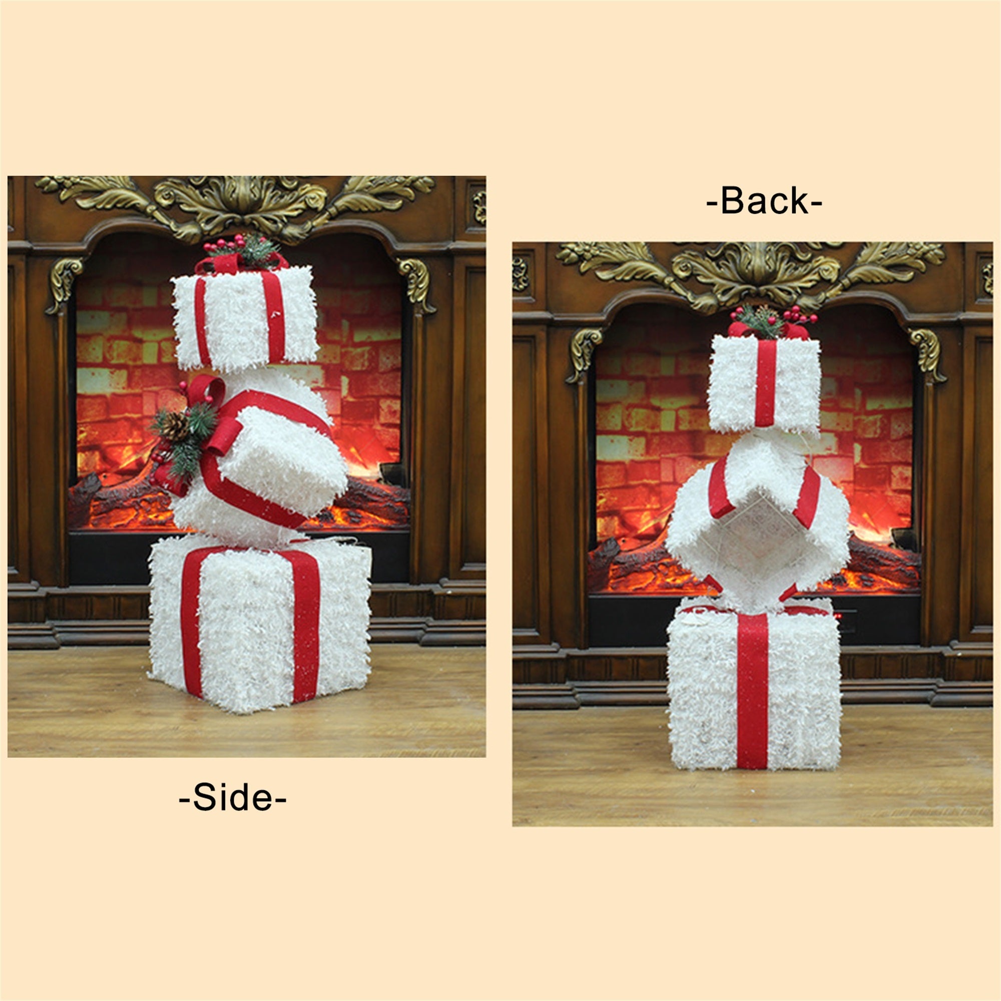 3pcs Christmas Lighted Gift Boxes Battery Powered Home Holiday Art Decor for Indoor Outdoor