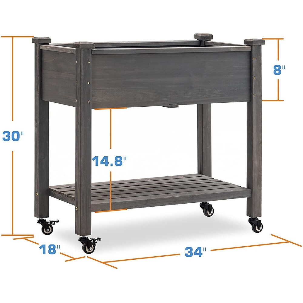 MCombo Raised Garden Bed with Wheels  Solid Wood 0676