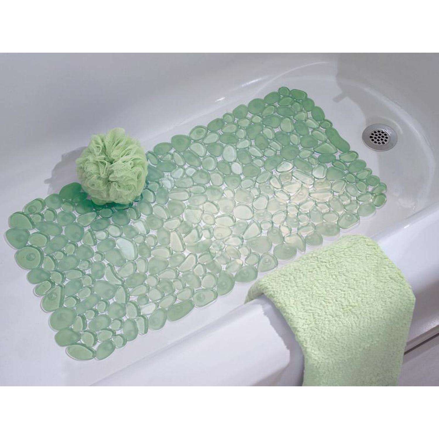 iDesign 26-1/2 in. L X 13-3/4 in. W Green Vinyl Bath Mat