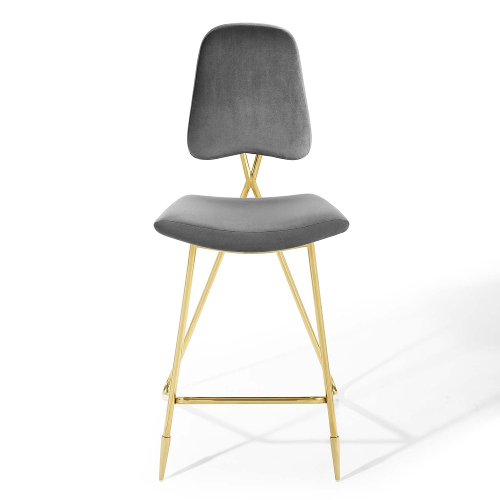 Modway Ponder Performance Velvet Bar Stool  Ivory