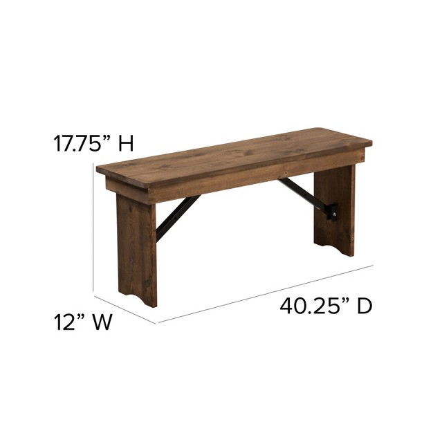 X 12 quot Antique Rustic Solid Pine Folding Farm Bench Portable Bench