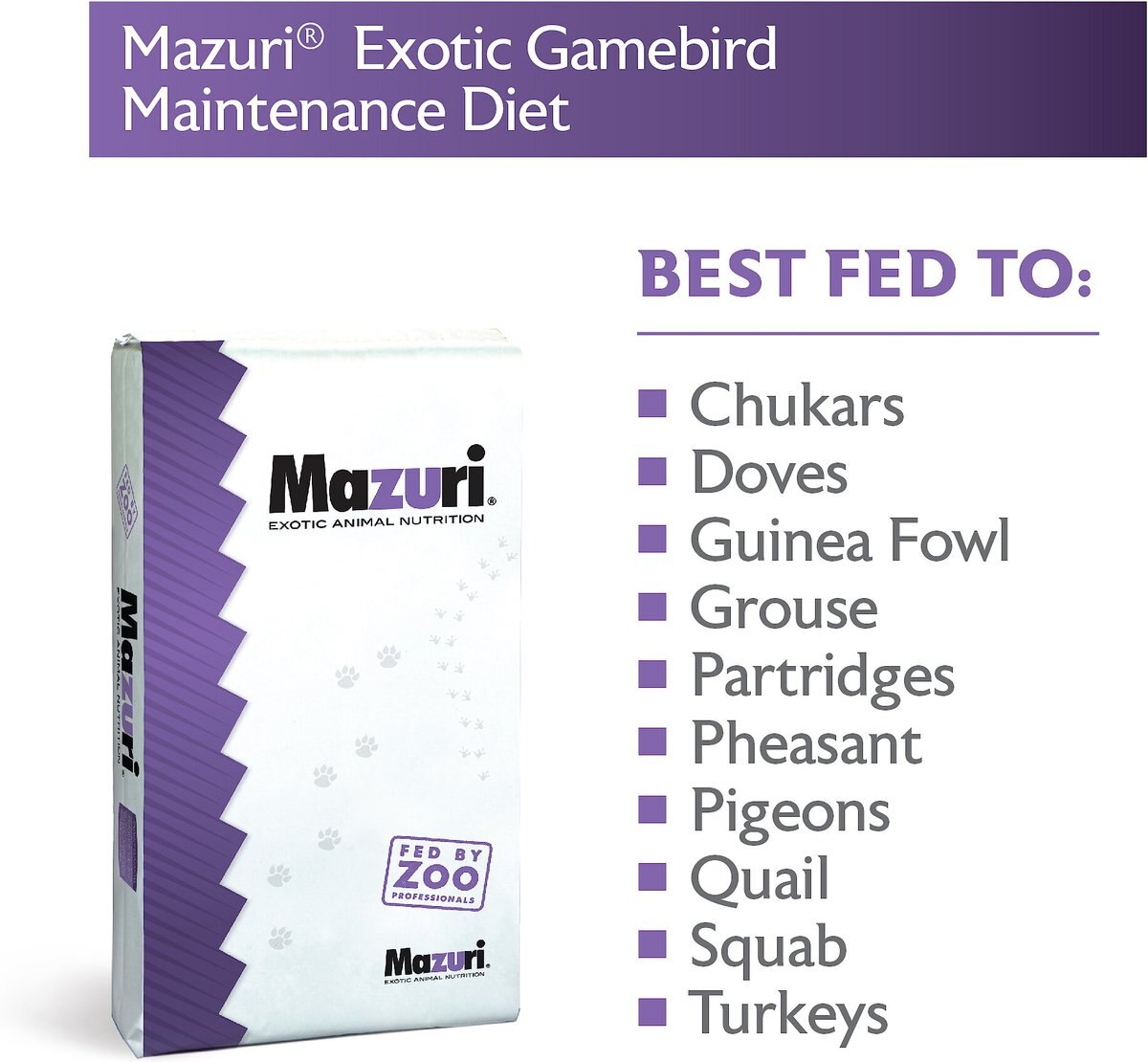 Mazuri Exotic Gamebird Maintenance Food， 40-lb box