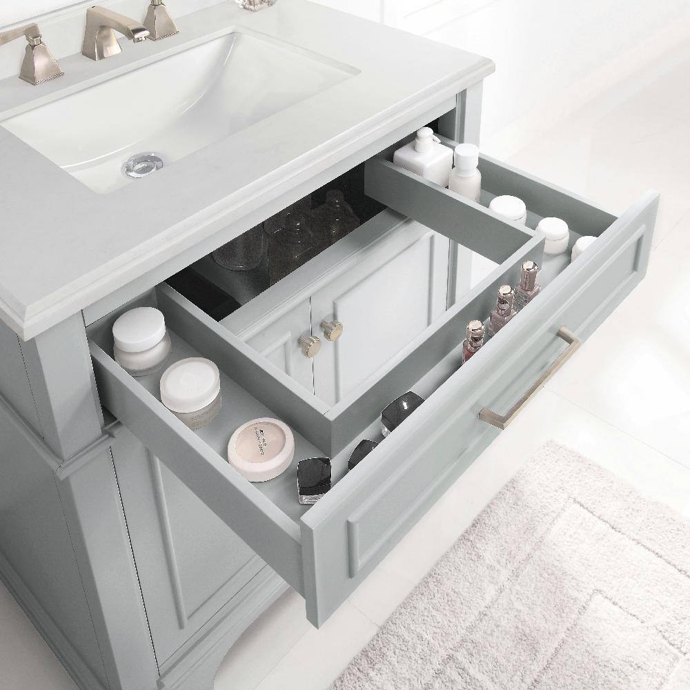 Home Decorators Collection Melpark 30 in. W x 22 in. D x 34.5 in. H Bath Vanity in Dove Gray with White Cultured Marble Top Melpark 30G