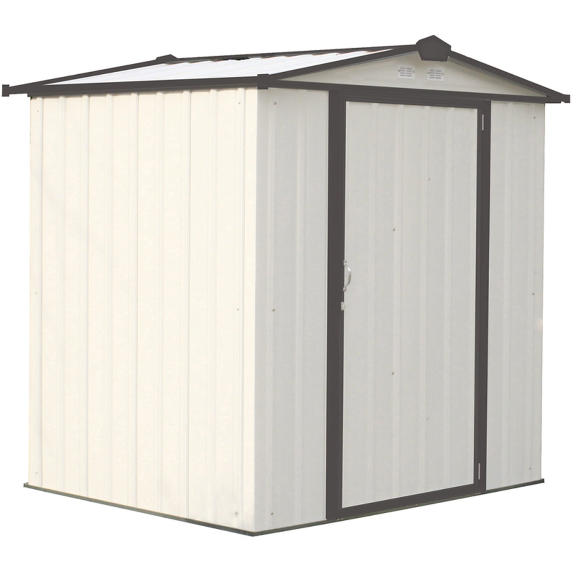 EZEE Shed Steel Storage Shed, 6 ft. x 5 ft. Cream with Charcoal Trim