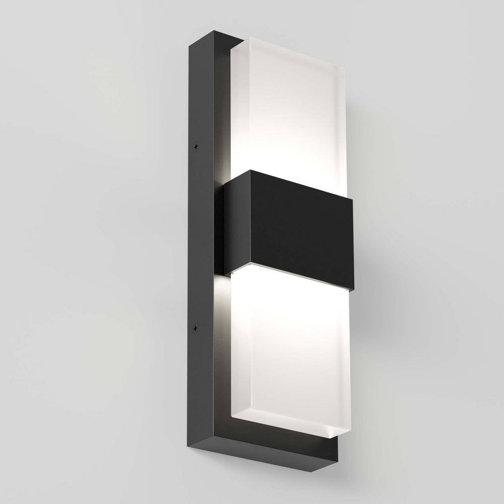 Artika Mazza Black Modern Integrated LED Outdoor Hardwired Garage and Porch Light Lantern Sconce OUT-MF-CMB