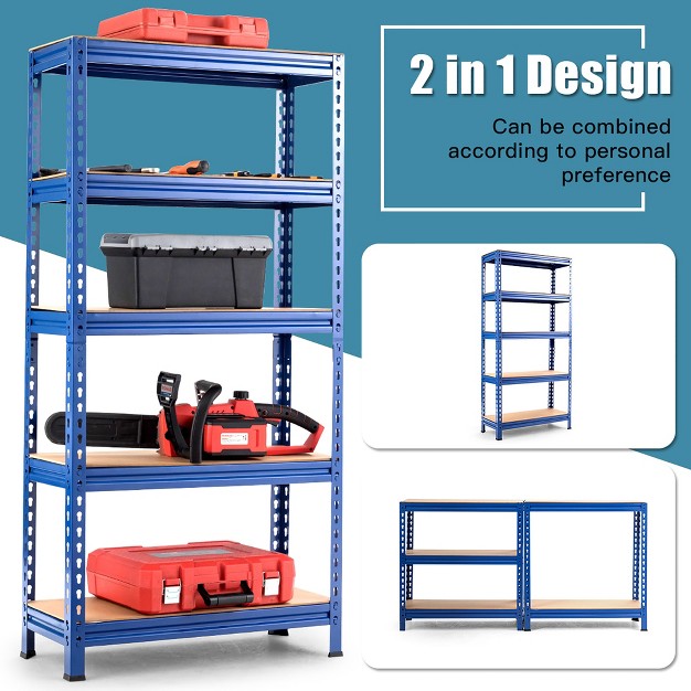 Costway 3pcs 5 tier Metal Storage Shelves 60 x27 x27 adjustable Shelves Silver gray Blue