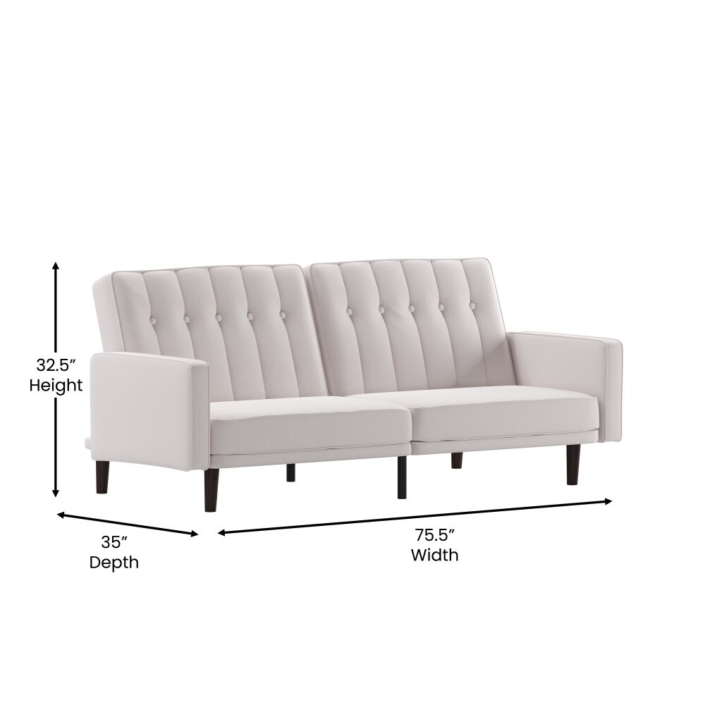 Convertible Split Back Futon Sofa Sleeper with Wooden Legs