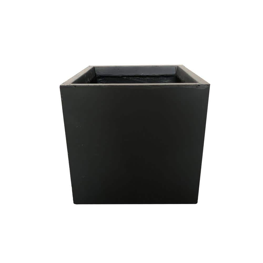 KANTE 10 in. Tall Charcoal Lightweight Concrete Square Modern Outdoor Planter RF0001A-C60121