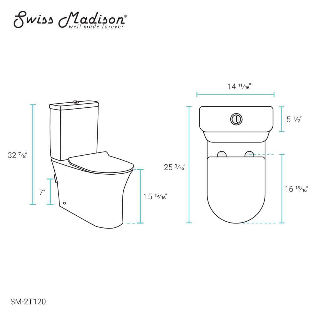 Swiss Madison Calice 2piece 08128 GPF Dual Flush Elongated Toilet in White Seat Included