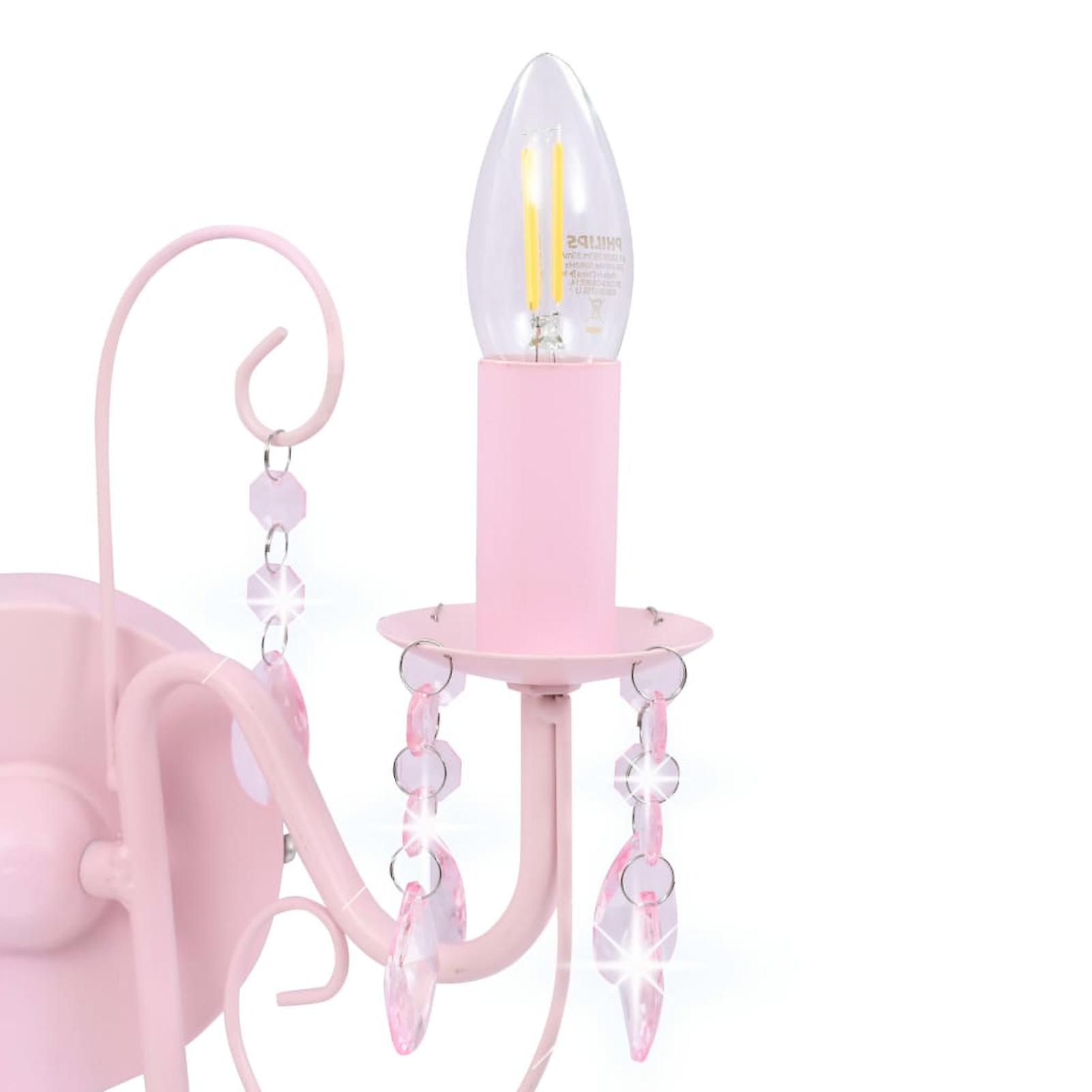 Wall Lamp With Beads Pink 2 X E14 Bulbs No.346059