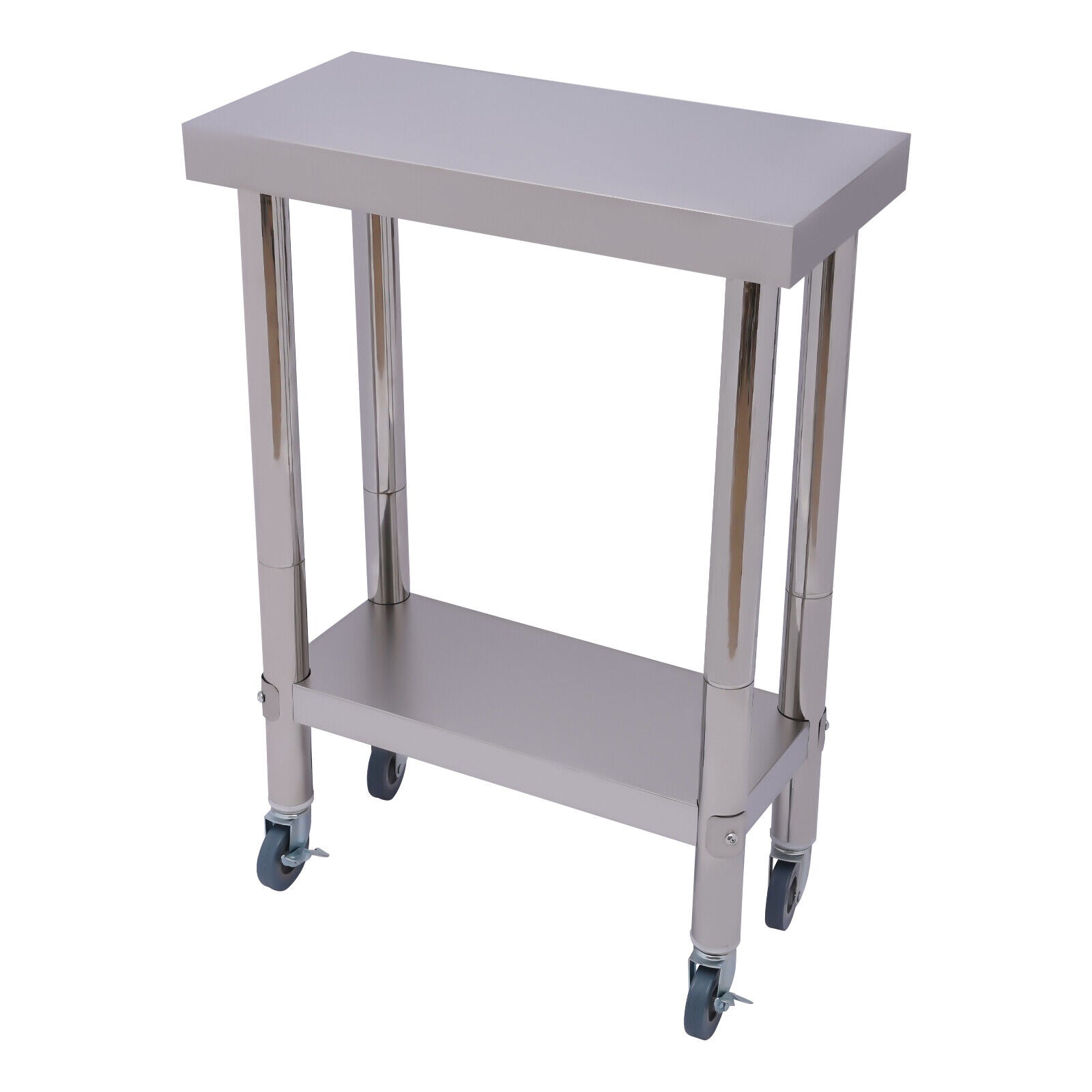 Commercial Stainless Steel Work Table with Wheels and Shelf Kitchen Prep Table