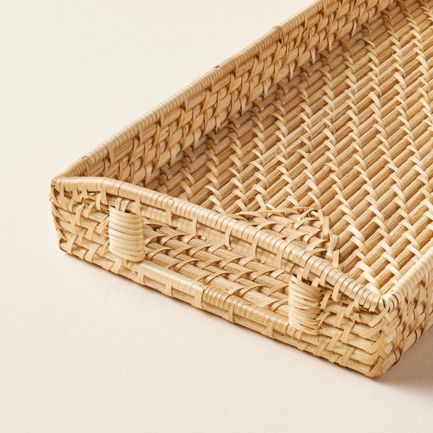 Natural Woven Bathroom Tray With Magnolia