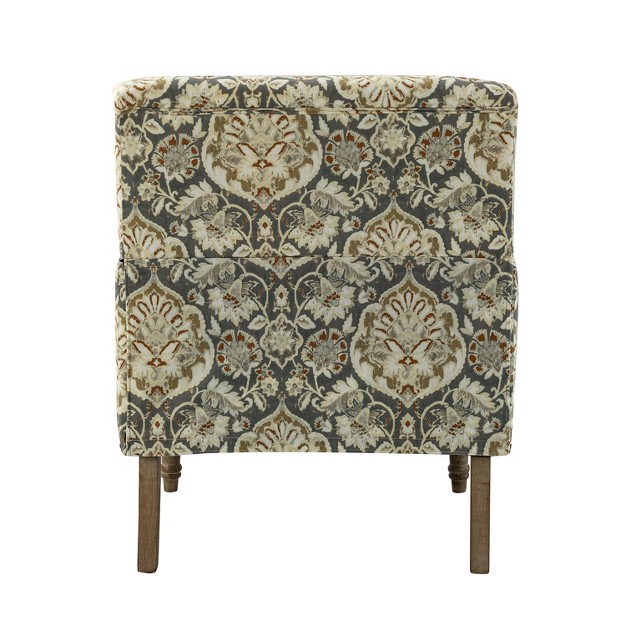 Set Of 2 Reggio Traditional Wooden Upholstered Armchair With Floral Patterns And Nailhead Trim Artful Living Design