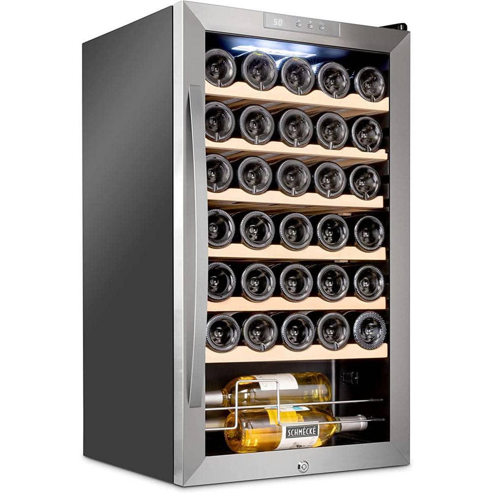 Schmecke Wine Fridge Single Zone 34Bottle Free Standing Wine Cooler with Lock