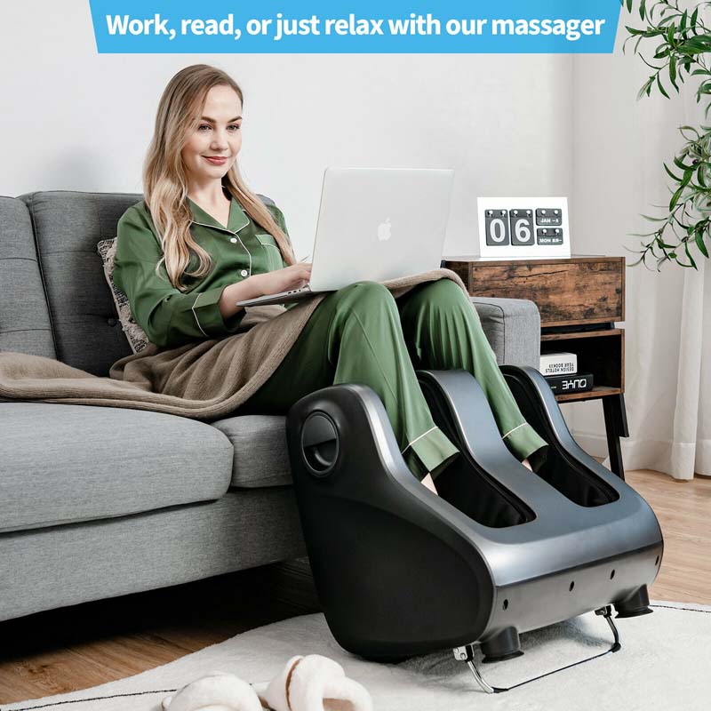 Foot & Calf Massager with Heat & Remote, Shiatsu Kneading Electric Massage Machine with Adjustable Tilt Base, Timer, LCD Screen