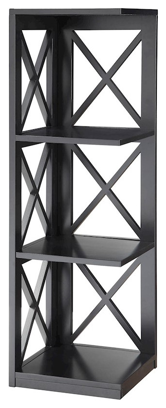 Convenience Concepts Oxford 3 Tier Corner Bookcase  Black   Transitional   Bookcases   by ShopFreely  Houzz