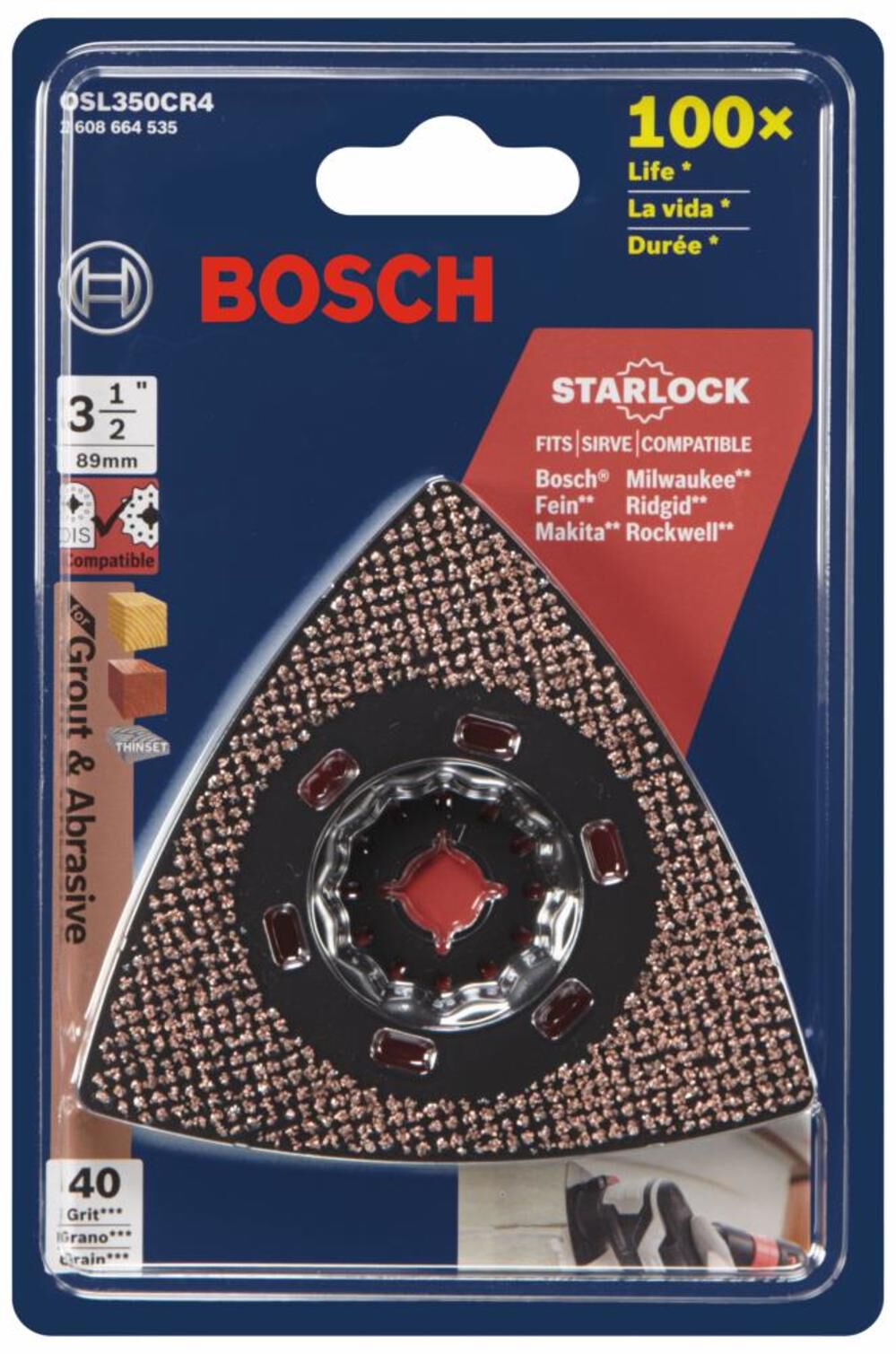 Bosch Starlock Oscillating Multi-Tool Carbide 40 Grit Delta Sanding Pad OSL350CR4 from Bosch