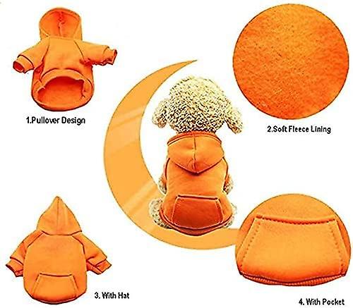 Winter Dog Hoodie Sweatshirts With Pockets Warm Dog Clothes For Small Dogs Chihuahua Coat Clothing Puppy Cat Custume (large， Orange)