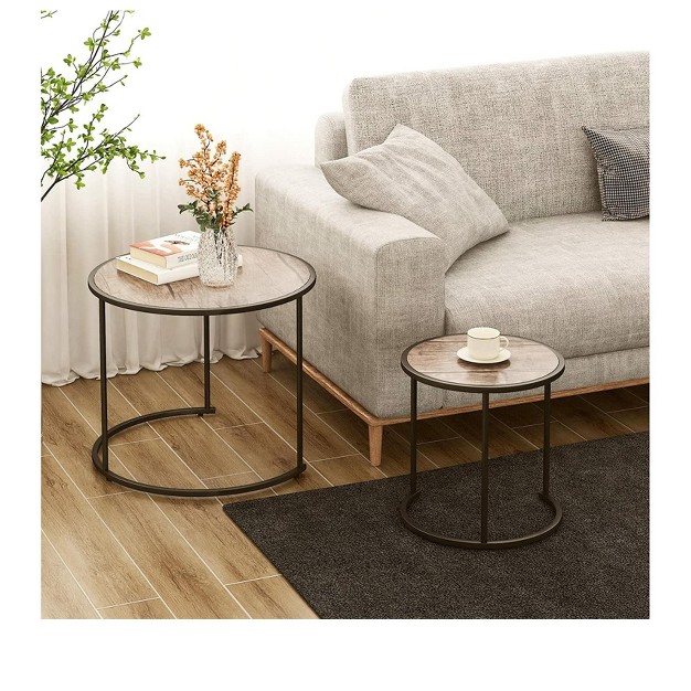 Year Color Round Industrial Nesting Coffee Tables Set Of 2 For Bedroom Office Living Room