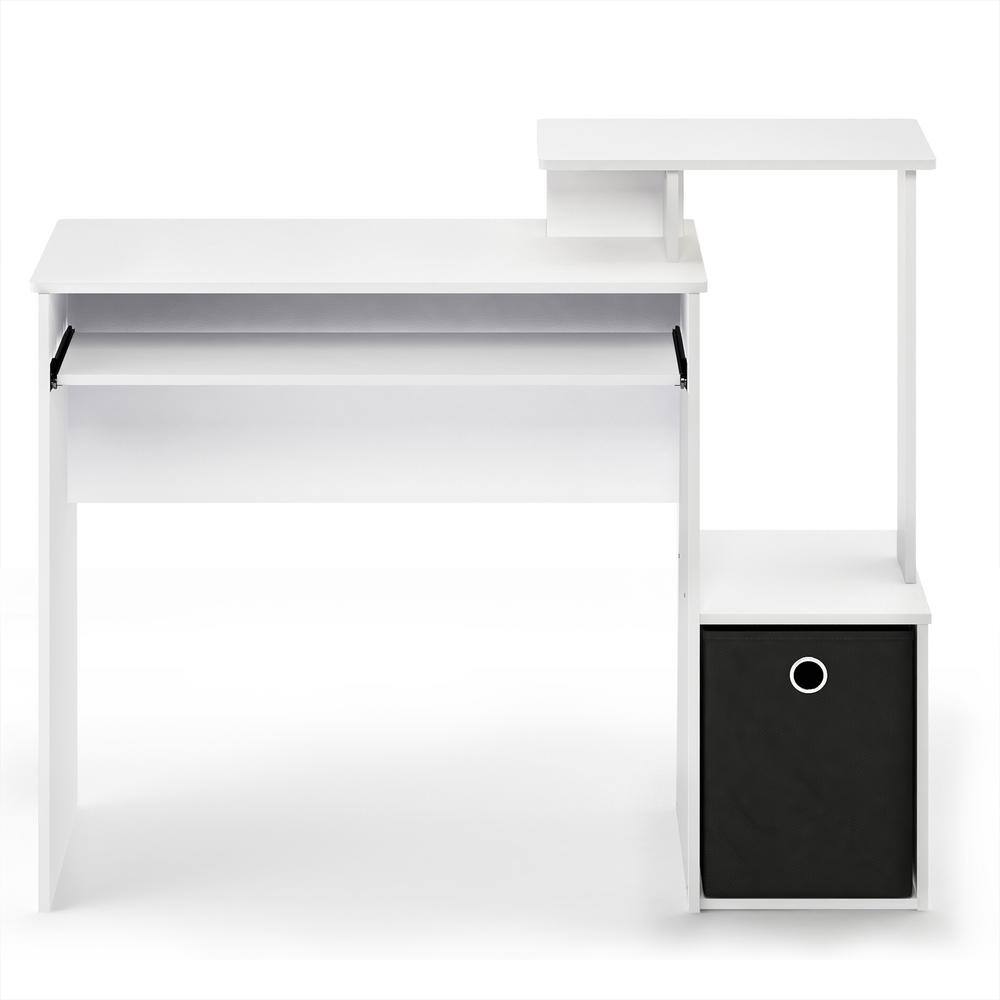 Furinno 40 in. Rectangular WhiteBlack 1 Drawer Computer Desk with Keyboard Tray 12095WHBK