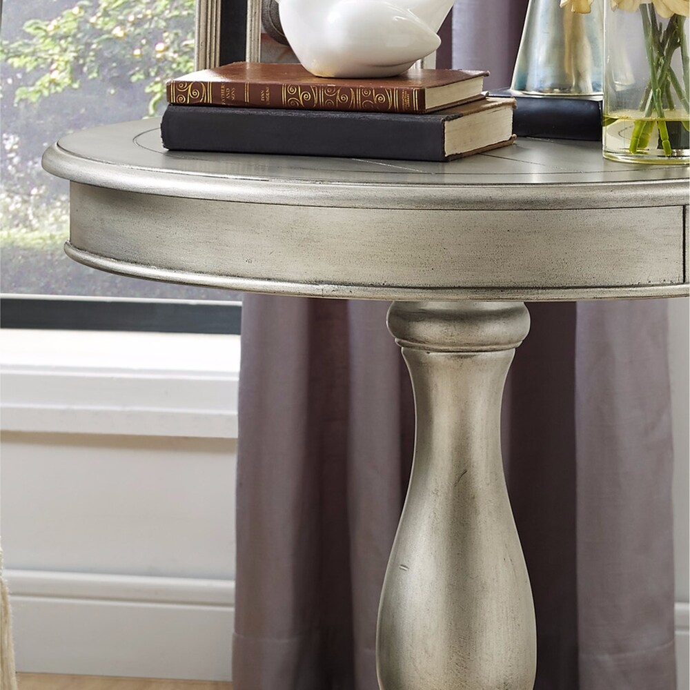 Copper Grove Sierra Round Wood Pedestal Side Table