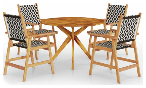 vidaXL Patio Dining Set 5 Piece Patio Table and ChairsSolid Acacia Wood Brown   Southwestern   Outdoor Dining Sets   by vidaXL LLC  Houzz