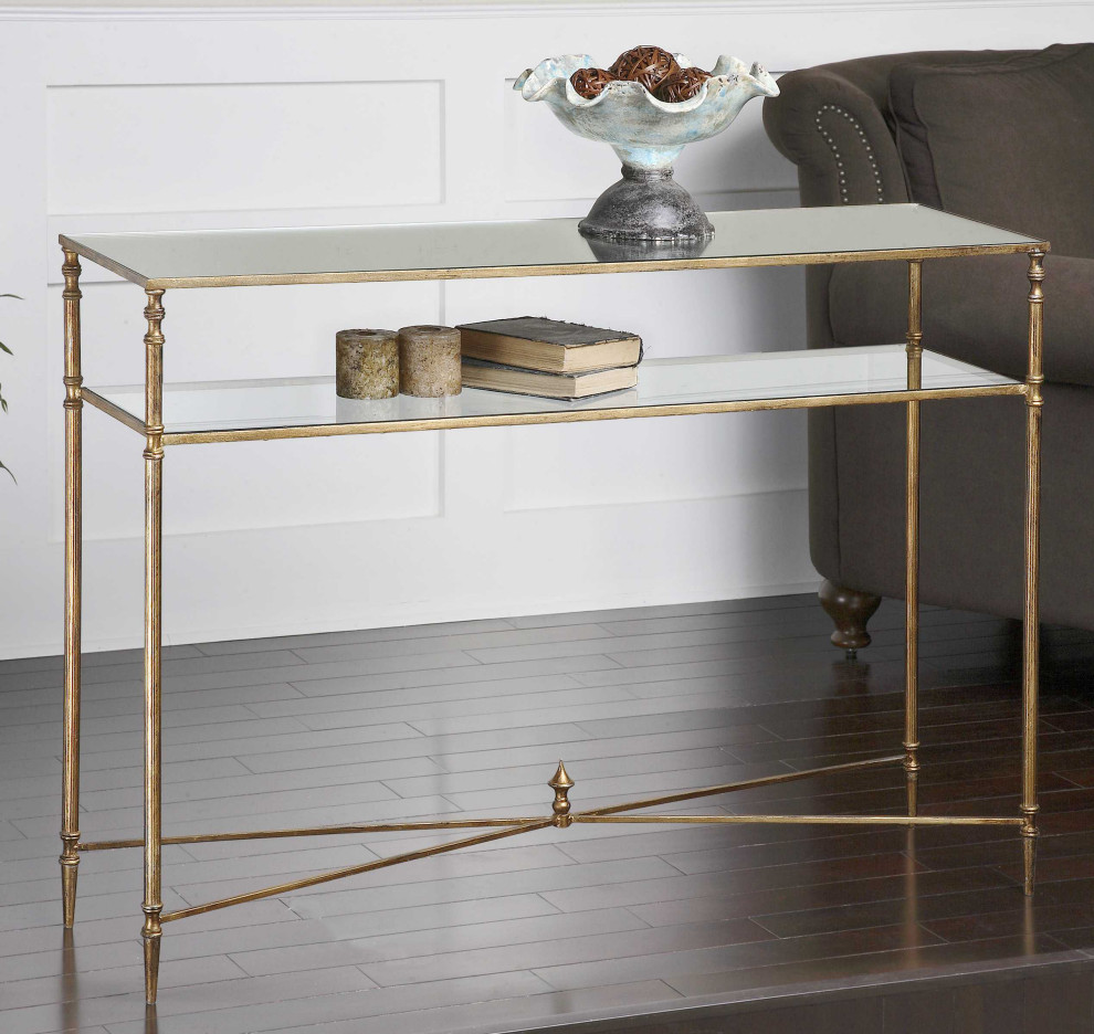 Uttermost Henzler Mirrored Glass Console Table   Traditional   Console Tables   by HedgeApple  Houzz