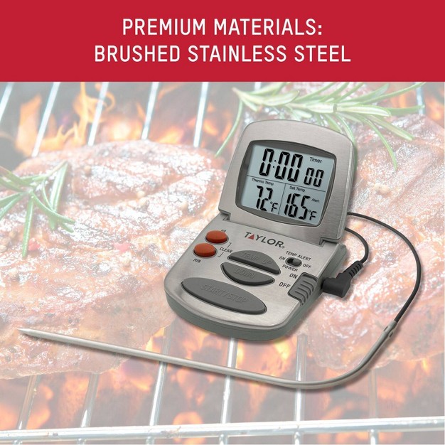 Taylor Programmable Stainless Steel Wire Probe Kitchen Meat Cooking Thermometer