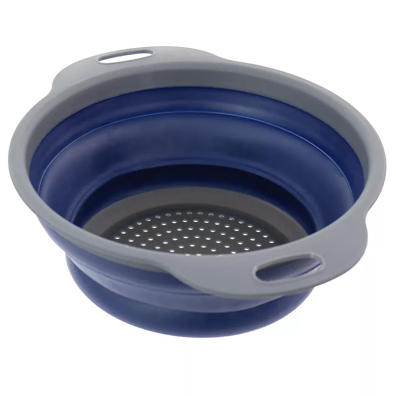 Oster Cocina Bluemarine Collapsible Round Plastic Colander in Blue