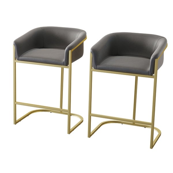 Modern Bar Stools Dining Chairs with Gold Frame， Set of 4