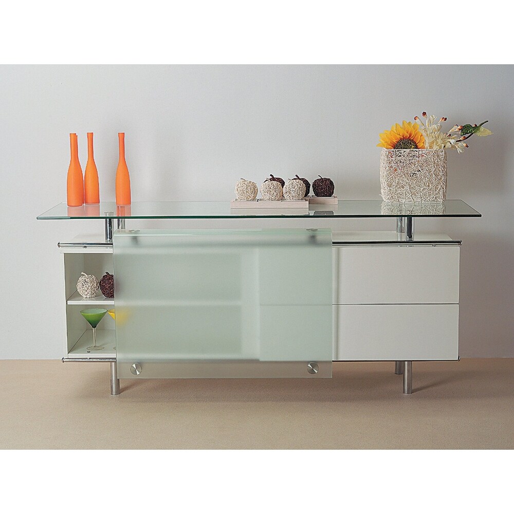 Lacquer buffet with frosted sliding glass door  71''x21''x31''H