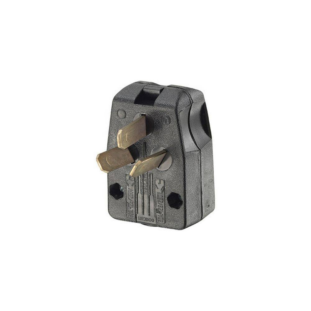 Leviton 3050 Amp 3-Pole Angle Plug NEMA 10-30P10-50P Black R50-00287-00T