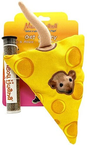 Meowijuana Get Cheesy Mouse and Cheese Refillable Plush Cat Toy with Catnip